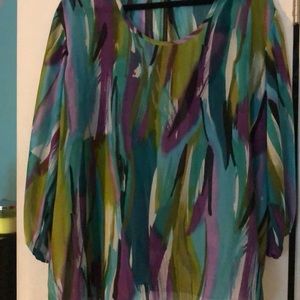 Water color abstract sheer blouse